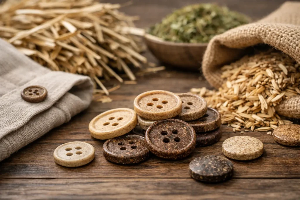 Buttons Made From Agricultural Waste for Apparel